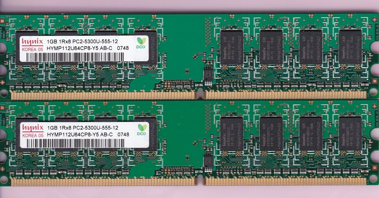 2GB 2x1GB PC2 5300 DDR2-667 HYNIX HYMP112U64CP8-Y5 AB-C Desktop Ram Memory Kit