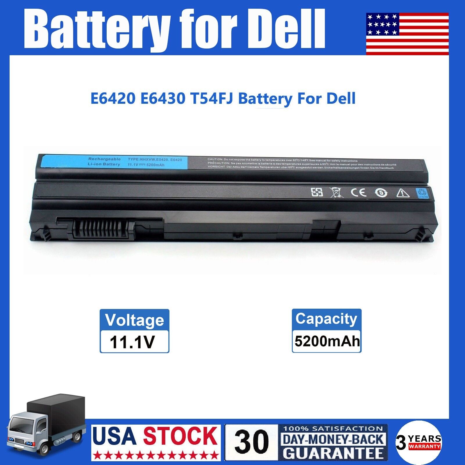 E6420 Battery for Dell Latitude E5430 E5520 E5530 E6430 E6440 E6520 E6540 T54FJ