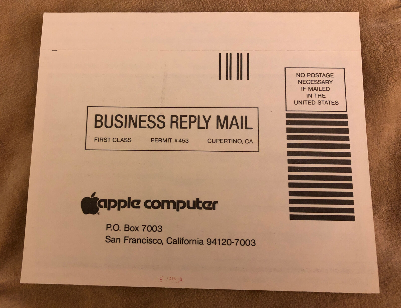 Vintage 1980’s Apple II personal computer hardware registration card 