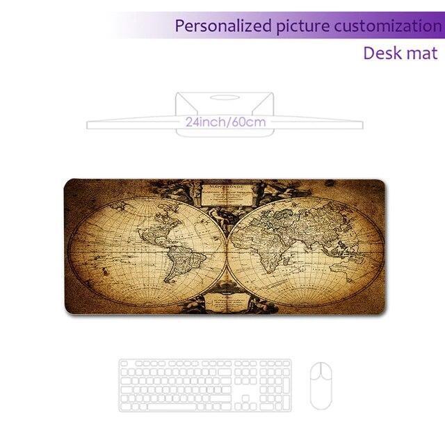 Old World Map Mouse Pad Large Xxl Office Computer Desk Mat Vintage Mousepad Game