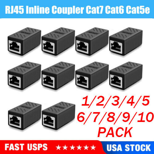 1~10PACK RJ45 Inline Coupler Cat7 Cat6 Cat5e Ethernet LAN Network Cable Adapter