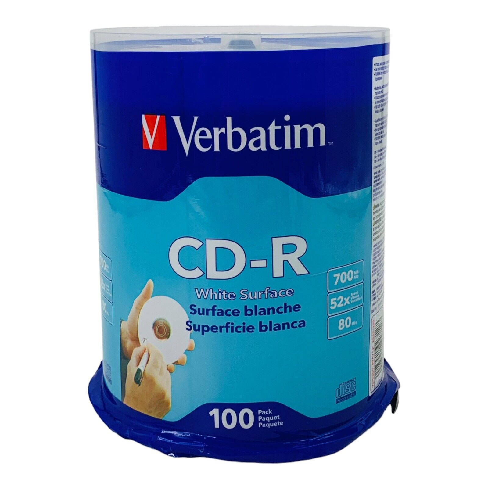 100 Count Verbatim CD-R 700MB 52X with Blank White Surface *Read*