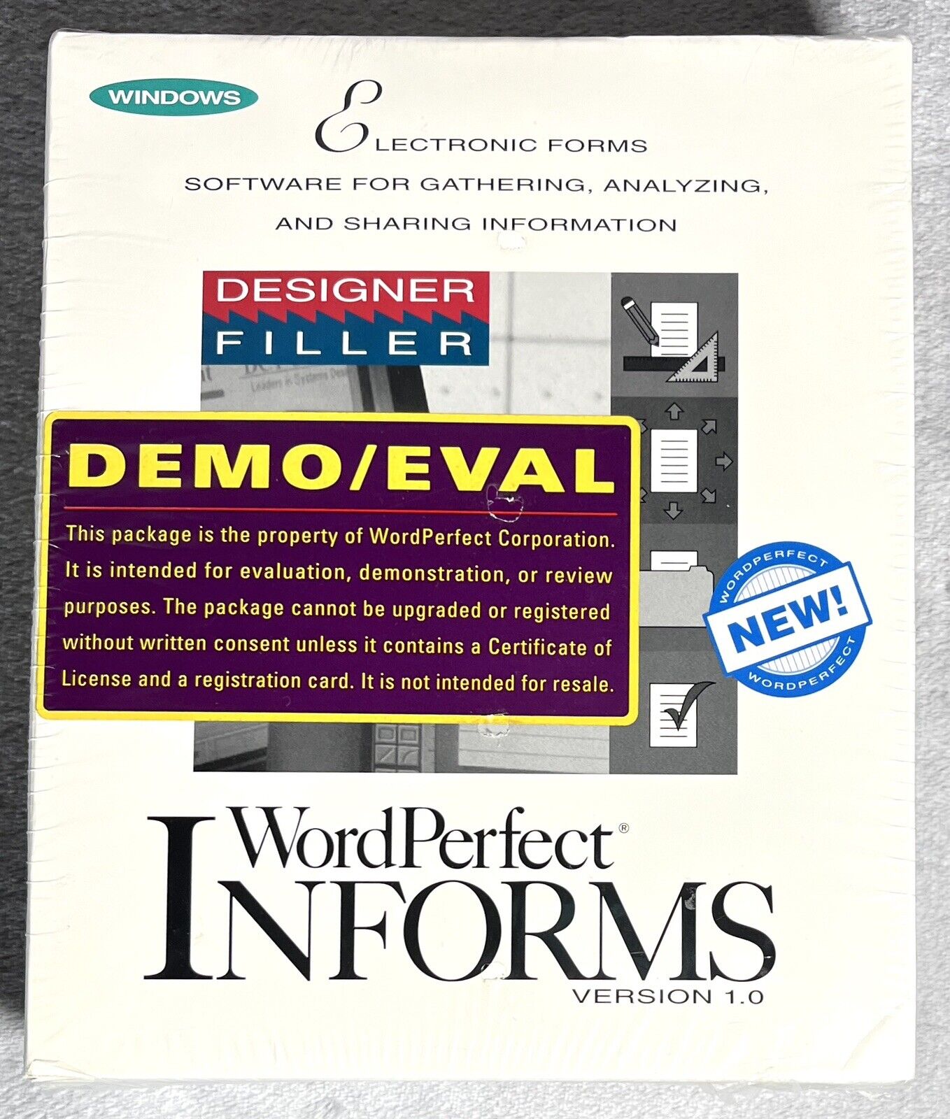 New Box 1993 WordPerfect Informs Version 1.0 Windows Demo Eval Software