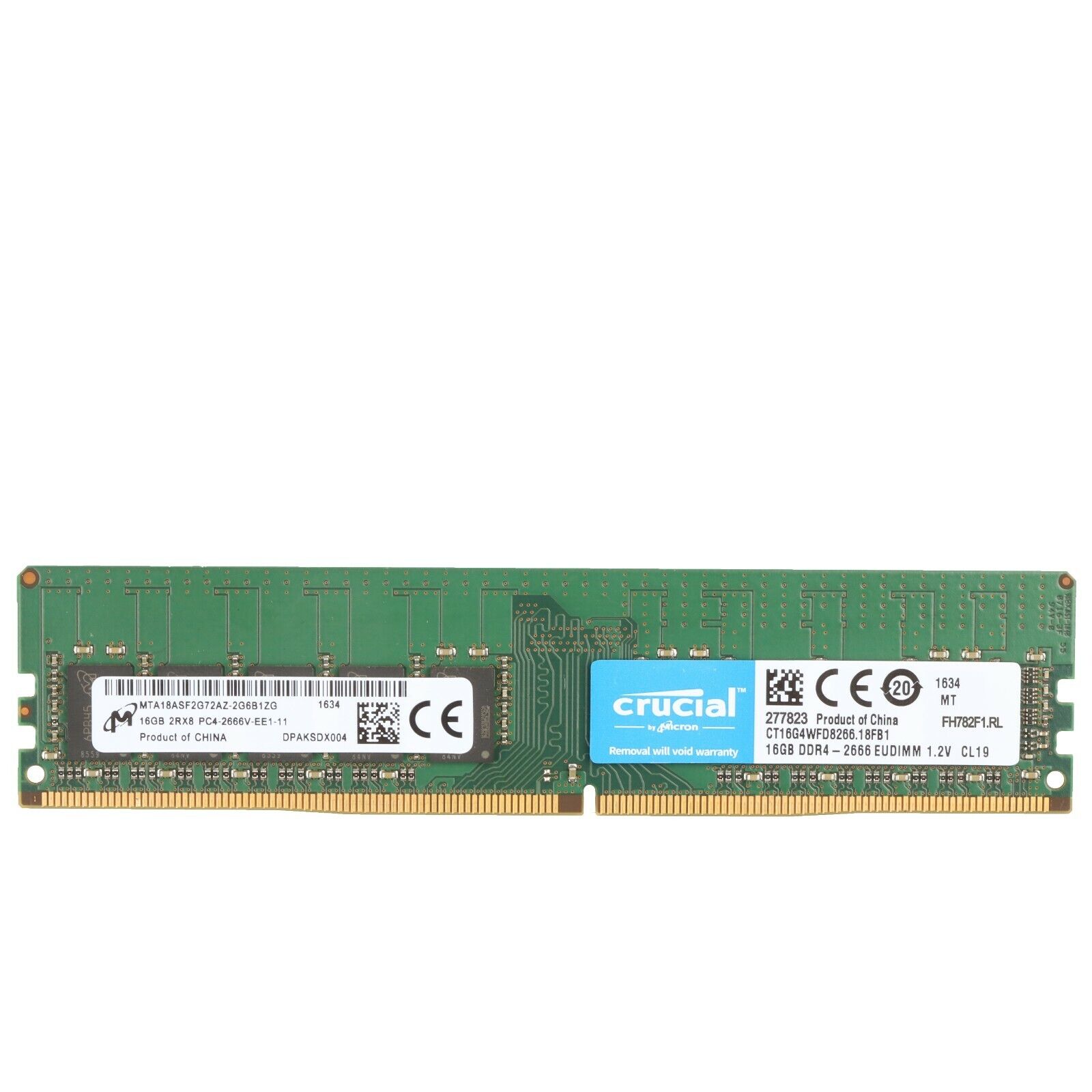 Crucial 16GB ECC REG DDR4 2666MHz PC4-21300 CL19 Unbuffered DIMM 288Pin 2Rx8 Ram