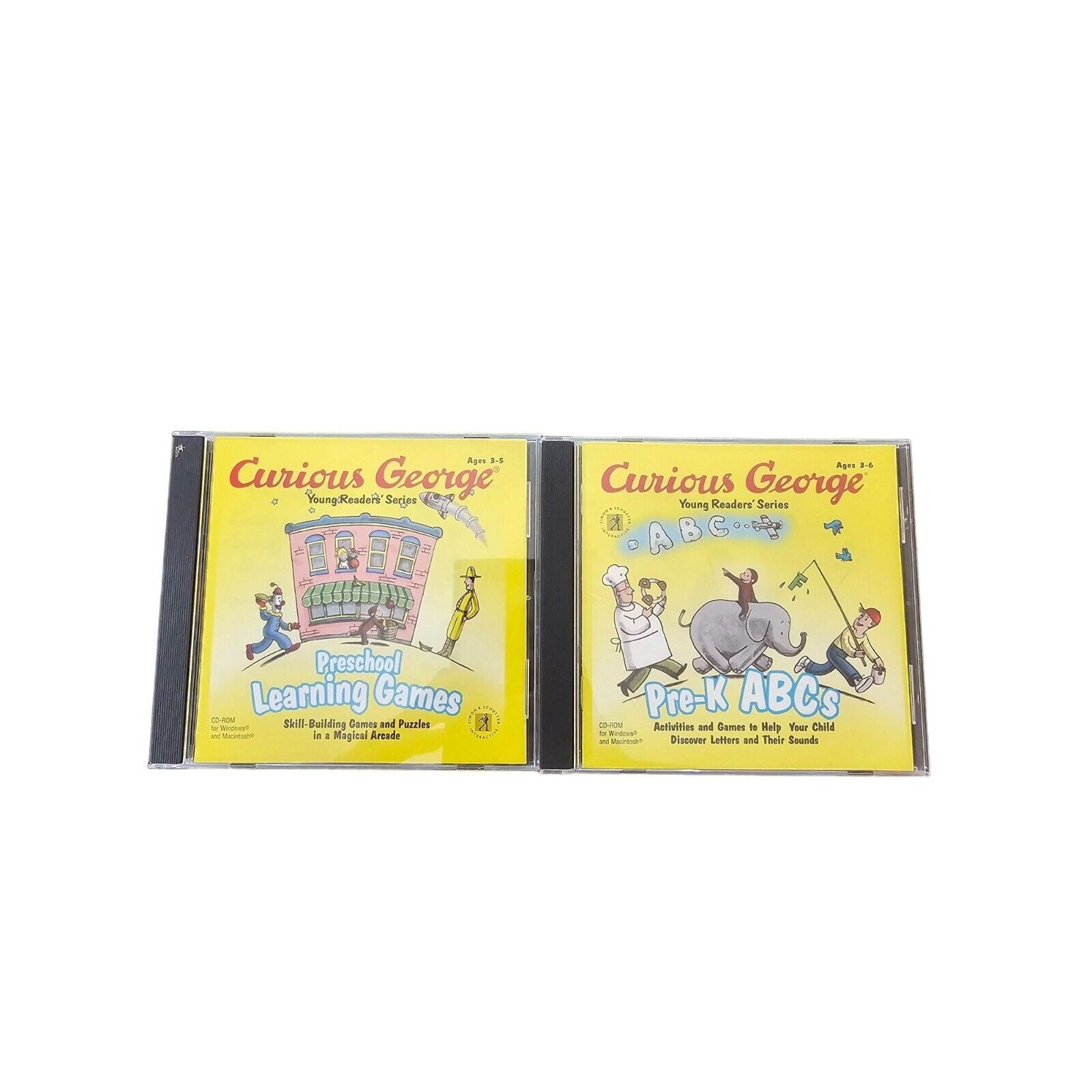 Curious George CD ROMs Lot of 2 Preschool Learning Games and Pre-K ABCs Win/Mac