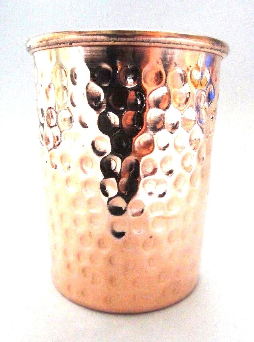 100% Copper 300ml Hammered Drinking Glass Cup Tumbler Mug - Ayurveda Health Yoga