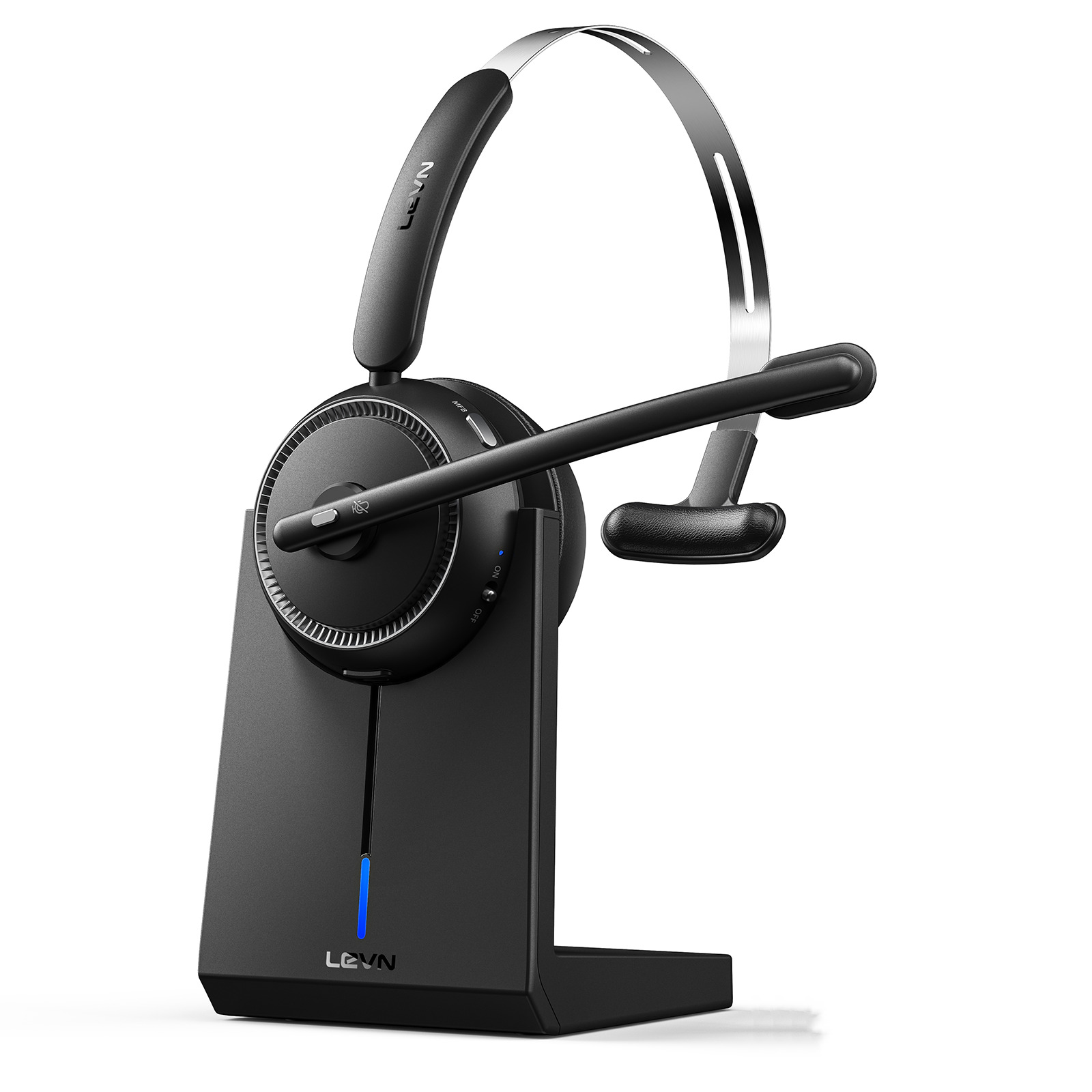 LEVN Bluetooth Headset With Noise Canceling Microphone 65 Hours Woktime For Work