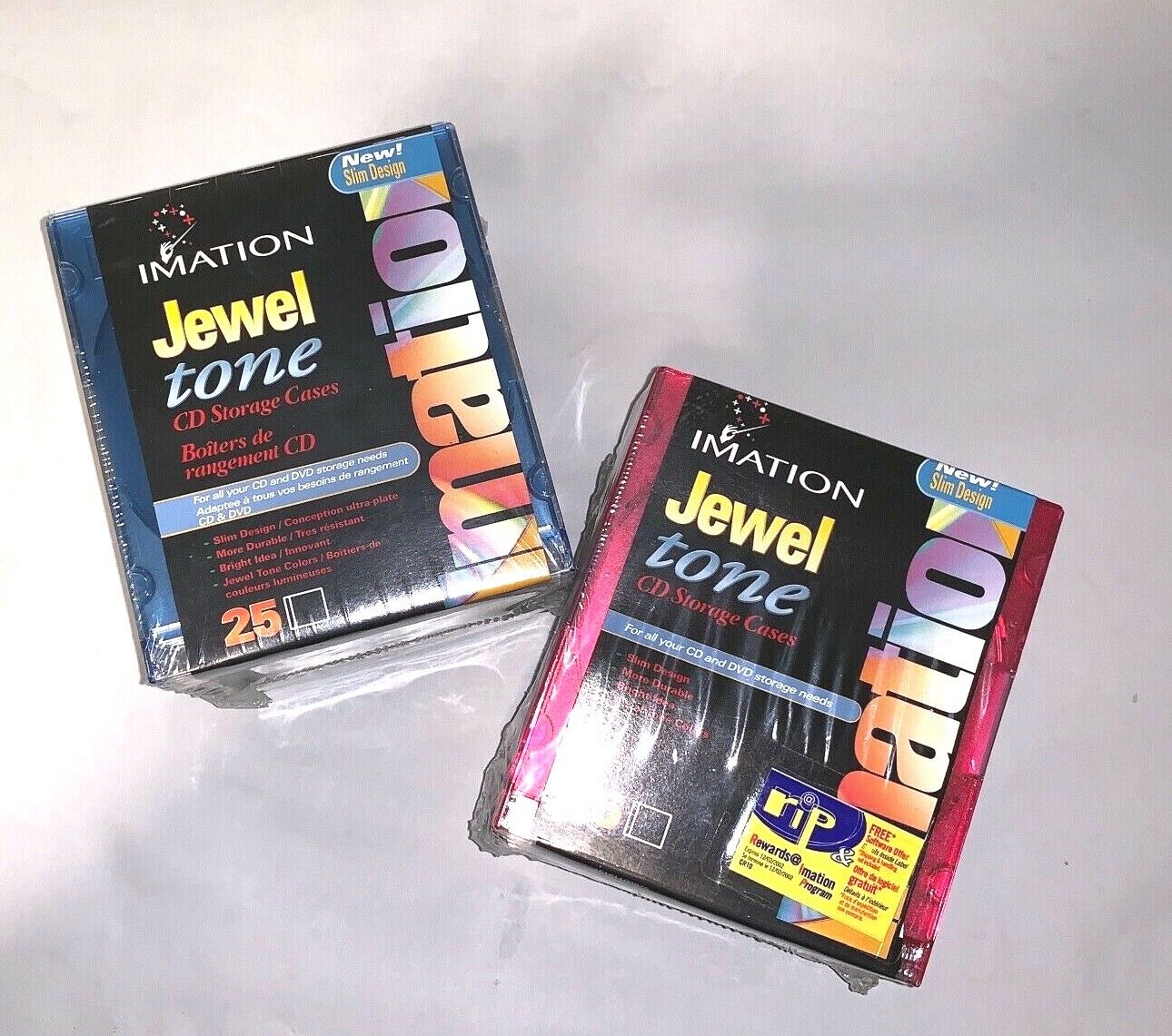 Imation CD DVD Pack (Two 25 Packs) of Colored Tone Jewel Cases for CDs DVDs