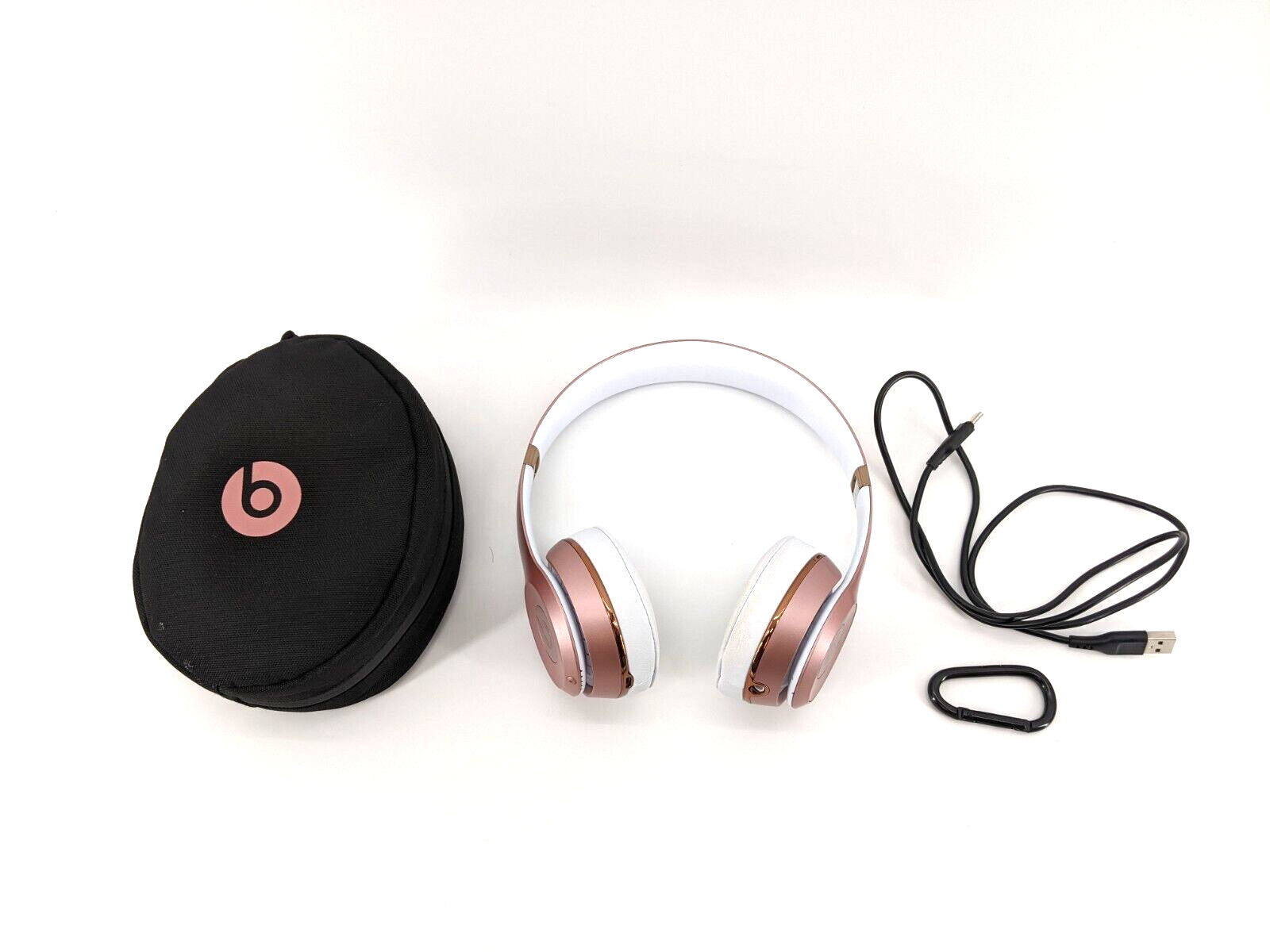 Beats Solo 3 Wireless A1796 Headphones Rose Gold Pink with Case