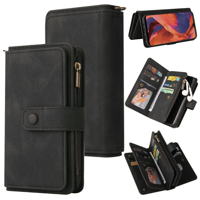 Leather Zipper Wallet Flip Cover Case For Sony 1 IV 5 IV 1 III 5 III 10 III Lite