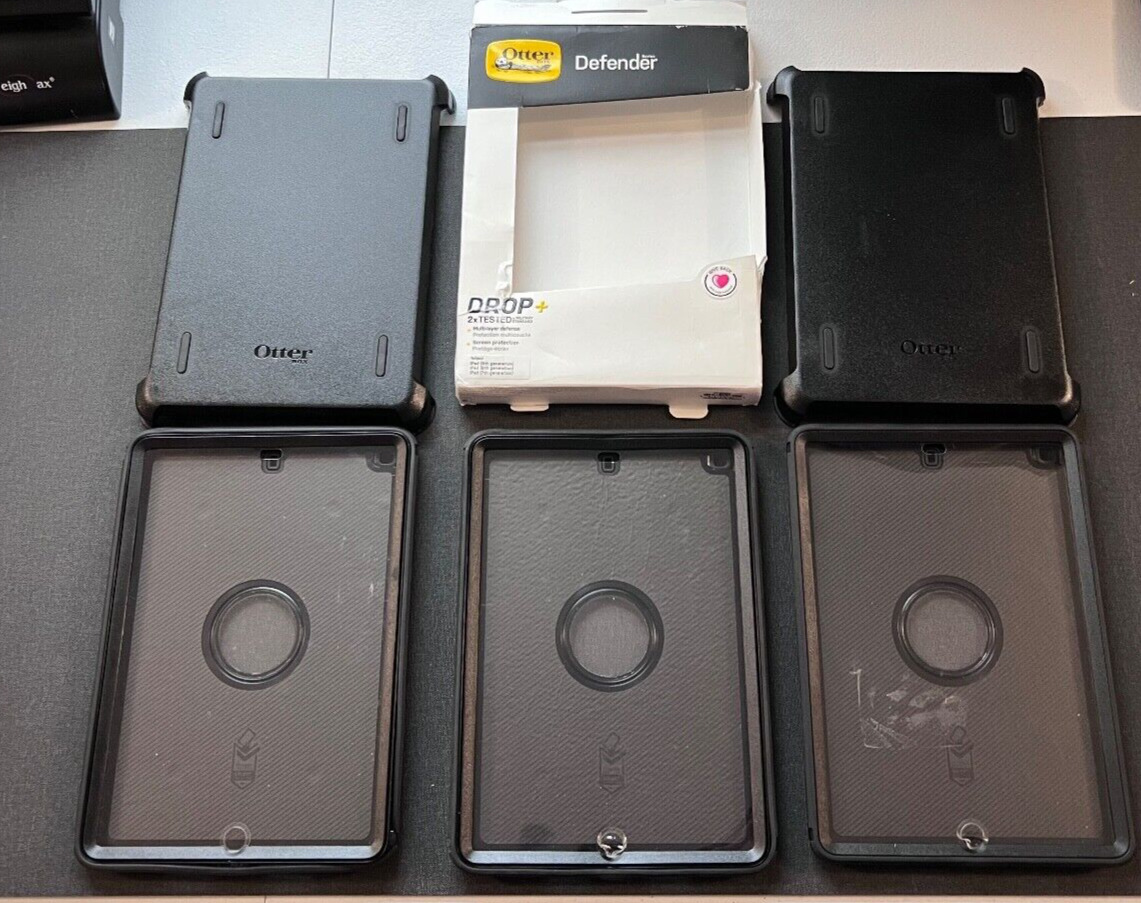 Lot of 3 OtterBox Defender Series Case for Apple iPad (7th 8th & 9th Gen) Black