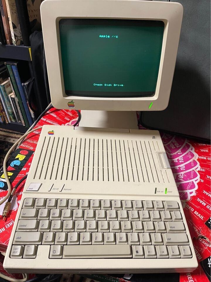 Vintage Apple IIc A2S4000 Computer with Monitor, ImageWriter, and Carrying Case