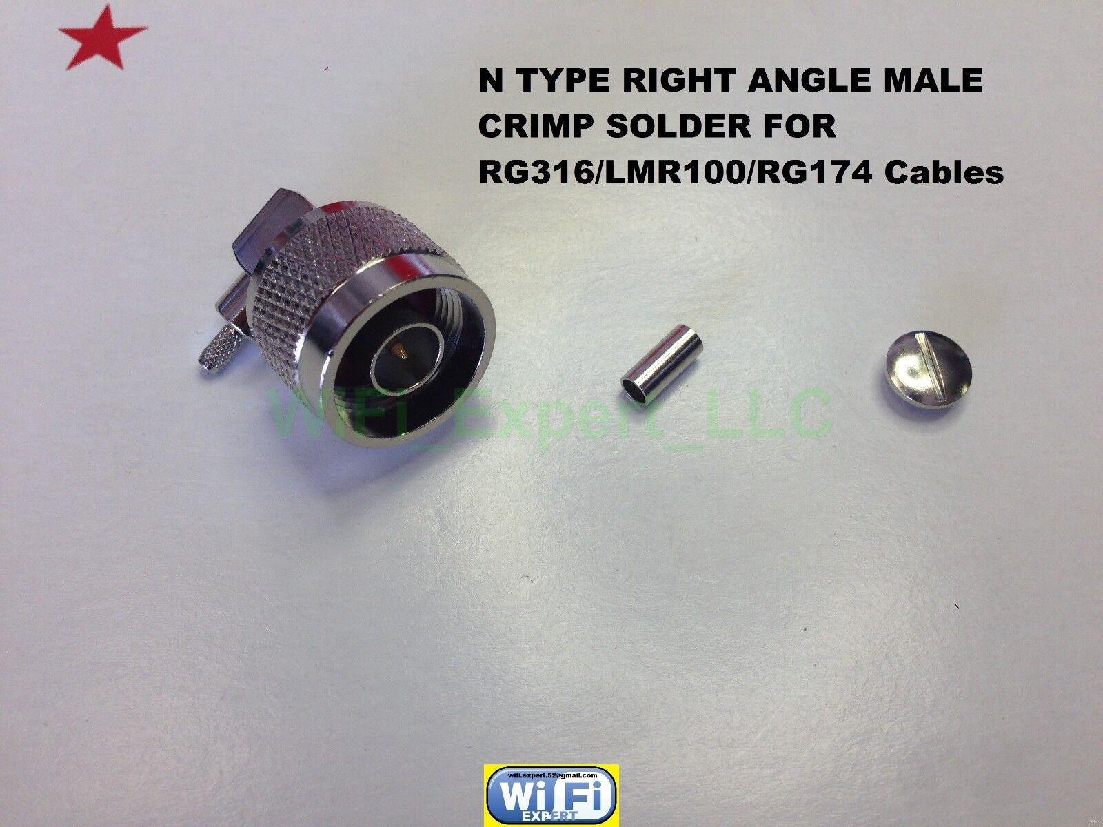 N TYPE RIGHT ANGLE MALE CRIMP CONNECTOR FOR LMR100 LMR195 LMR240 LMR400 RF COAX