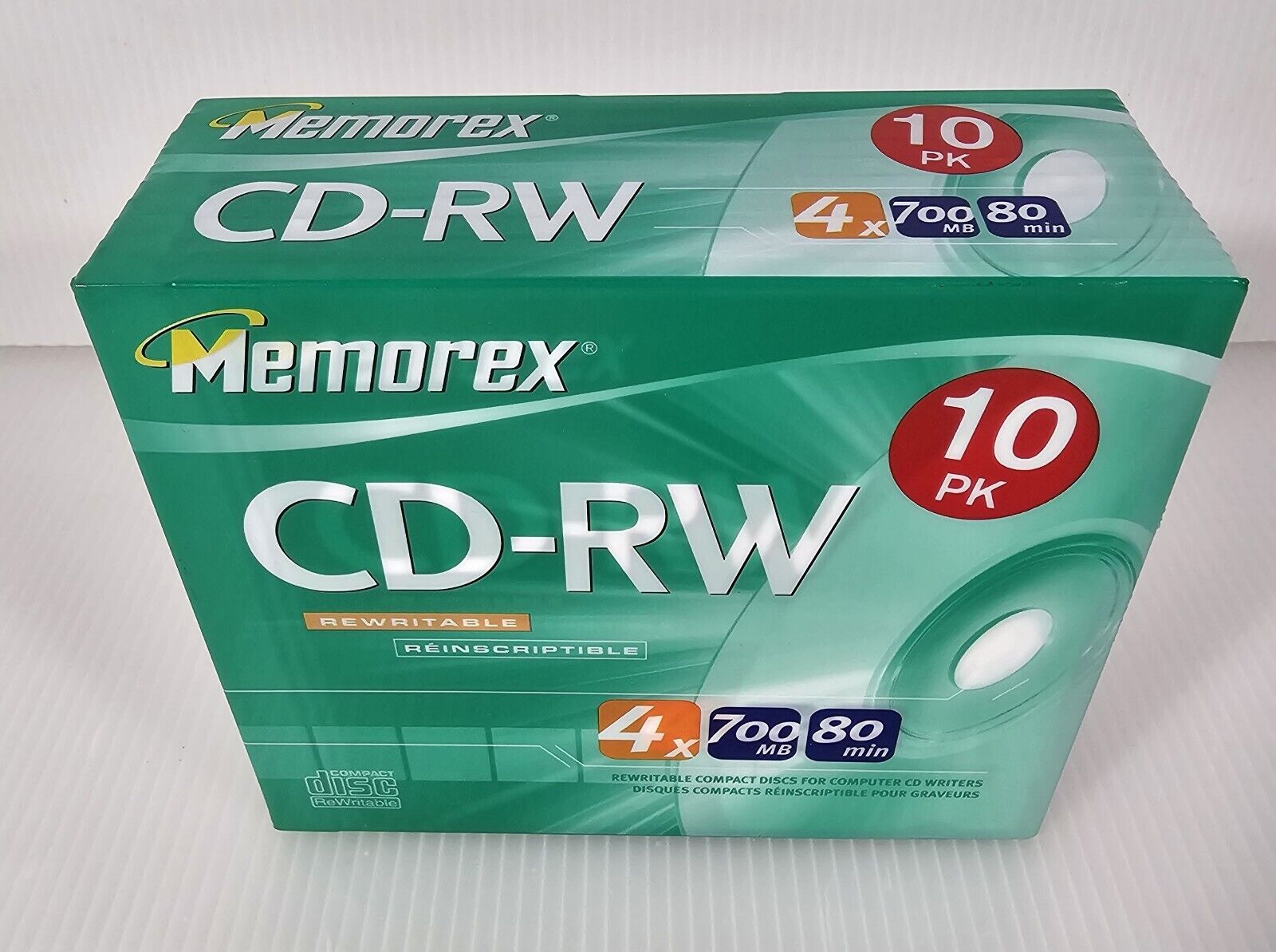 Memorex CD-RW 10 Pack, 4x 700mb 80min, New Sealed 
