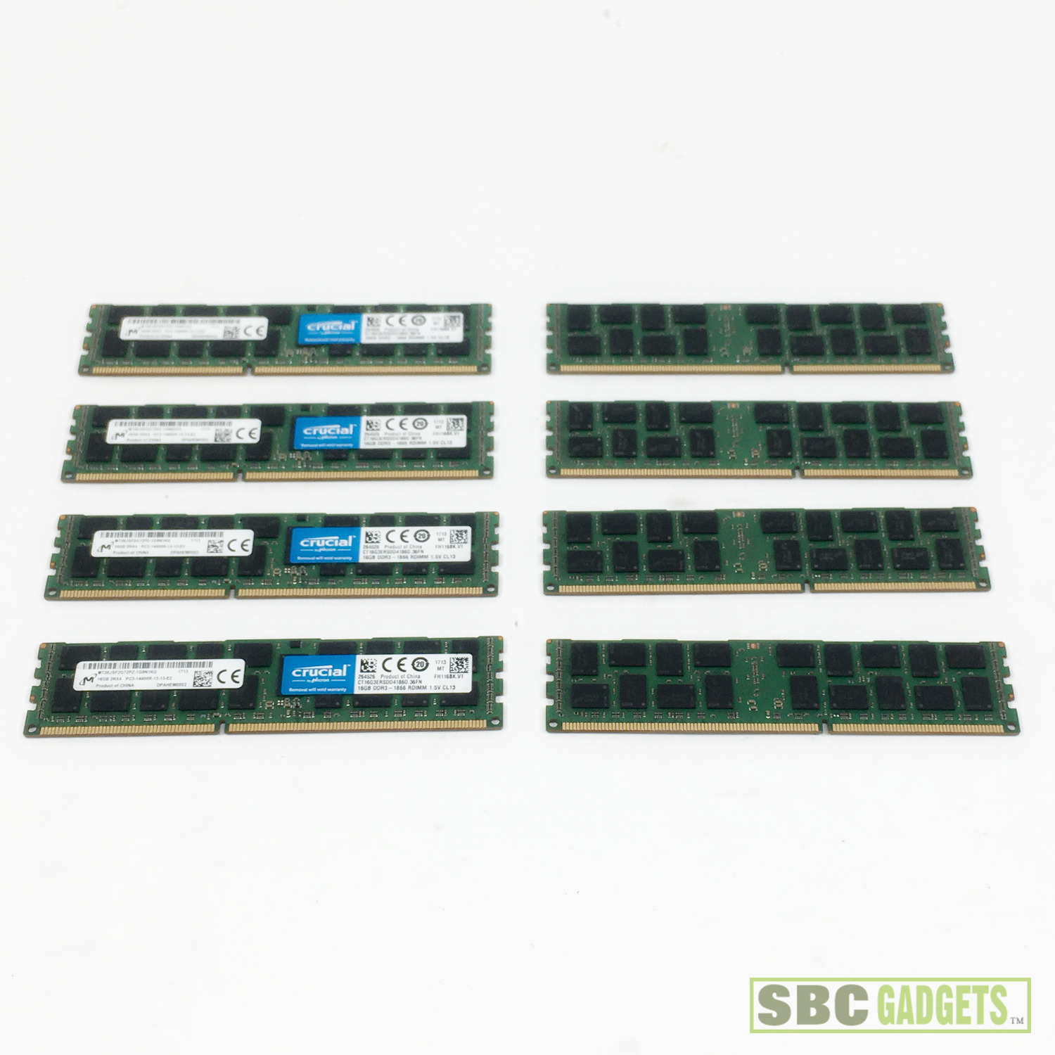 [Lot of 8]Micron MT36JSF2G72PZ-1G9N1KG 16GB DDR3-1866 REG ECC-Total 128GB Memory