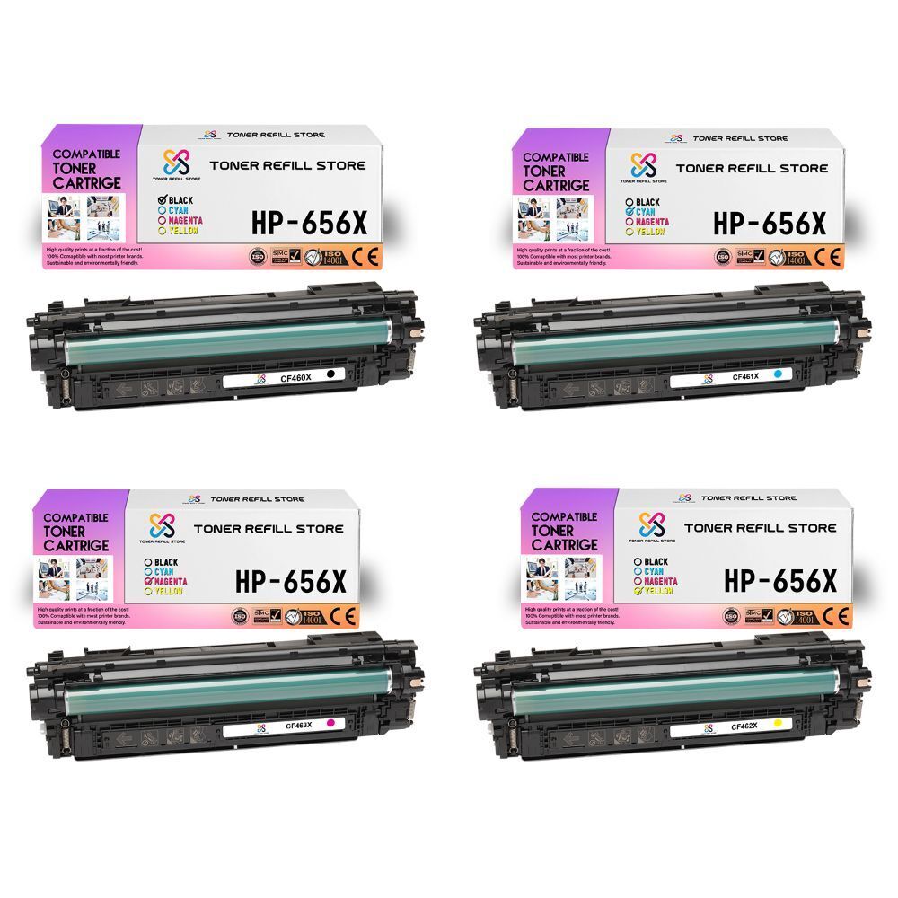 4Pk TRS 656X BCMY HY Compatible for HP LaserJet M652 M653 Toner Cartridge