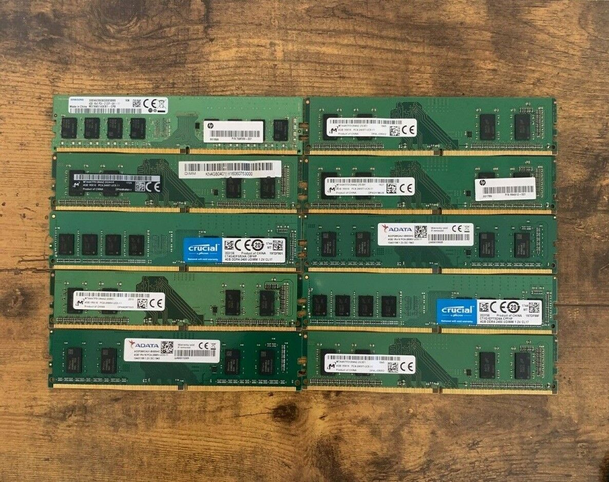BULK LOT OF 10x UNITS of 4GB DDR4 Desktop RAM SAMSUNG, HYNIX etc. (10x)