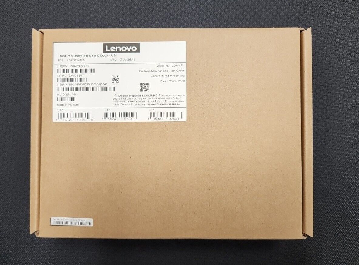 Lenovo 40AY0090 ThinkPad Universal USB-C Docking Station Brand New Sealed