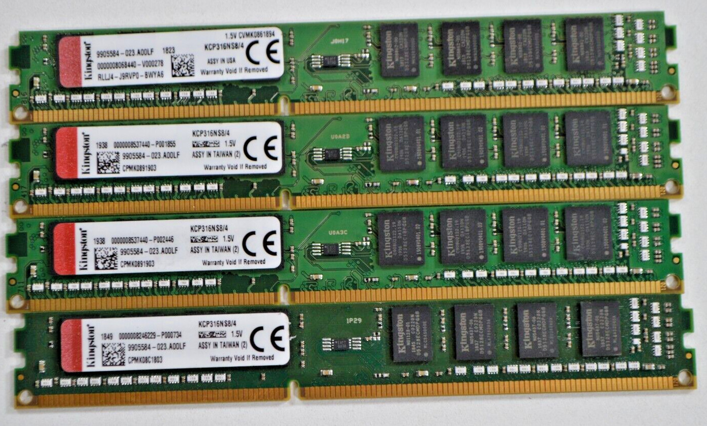 16GB (4x4GB) PC3-12800U DDR3-1600MHz 1Rx8 Non-ECC Kingston KCP316NS8/4