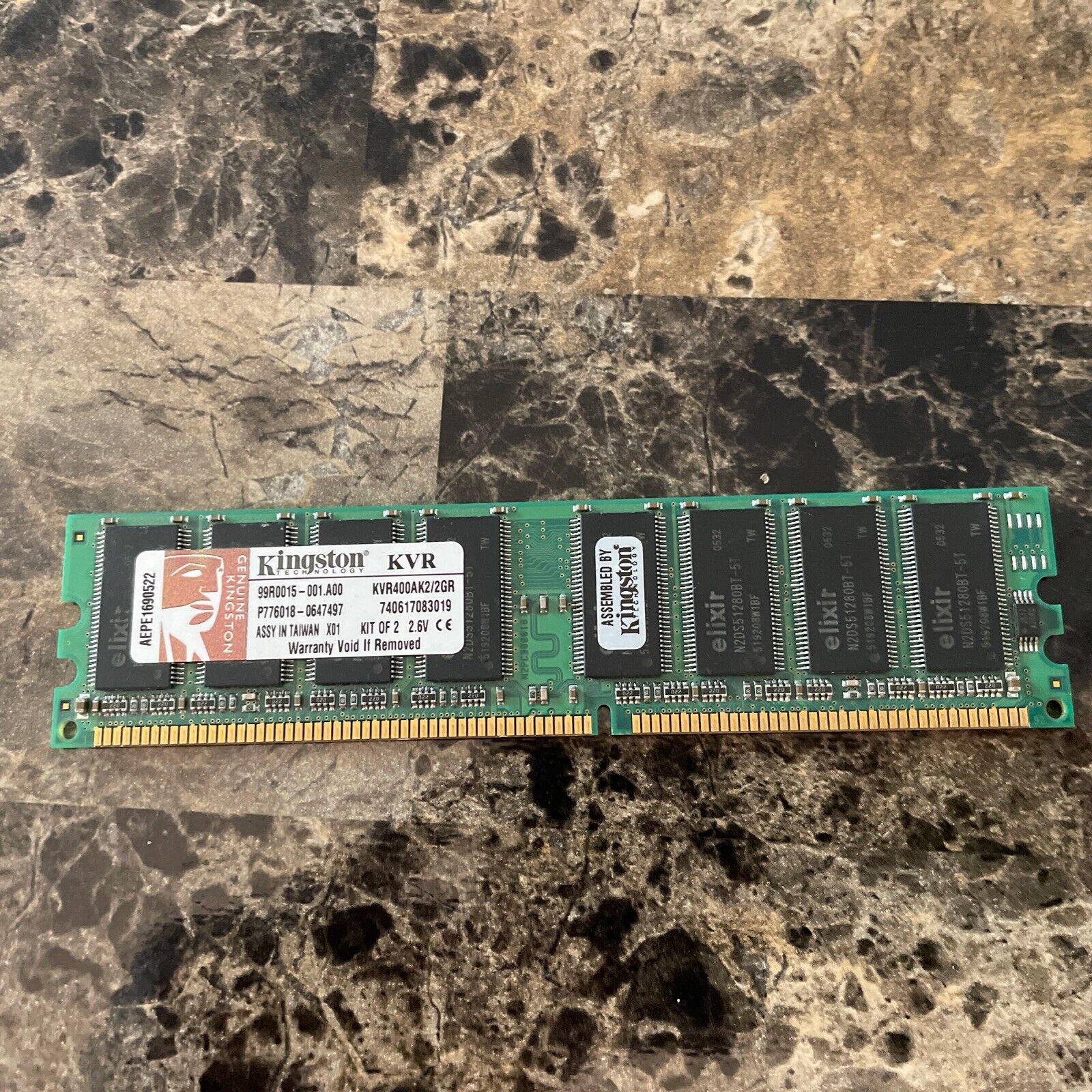 Genuine Kingston 2GB Kit Value RAM KVR400AK2/2GR