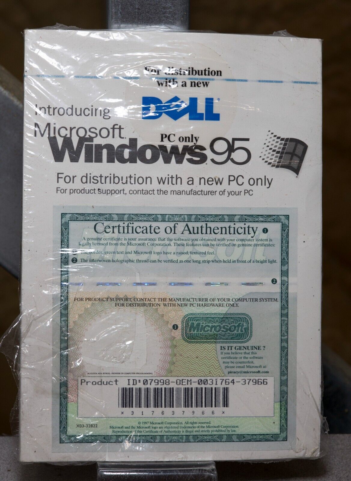 Vintage NEW SEALED MS Windows 95 Operating system, COA & CD  7966