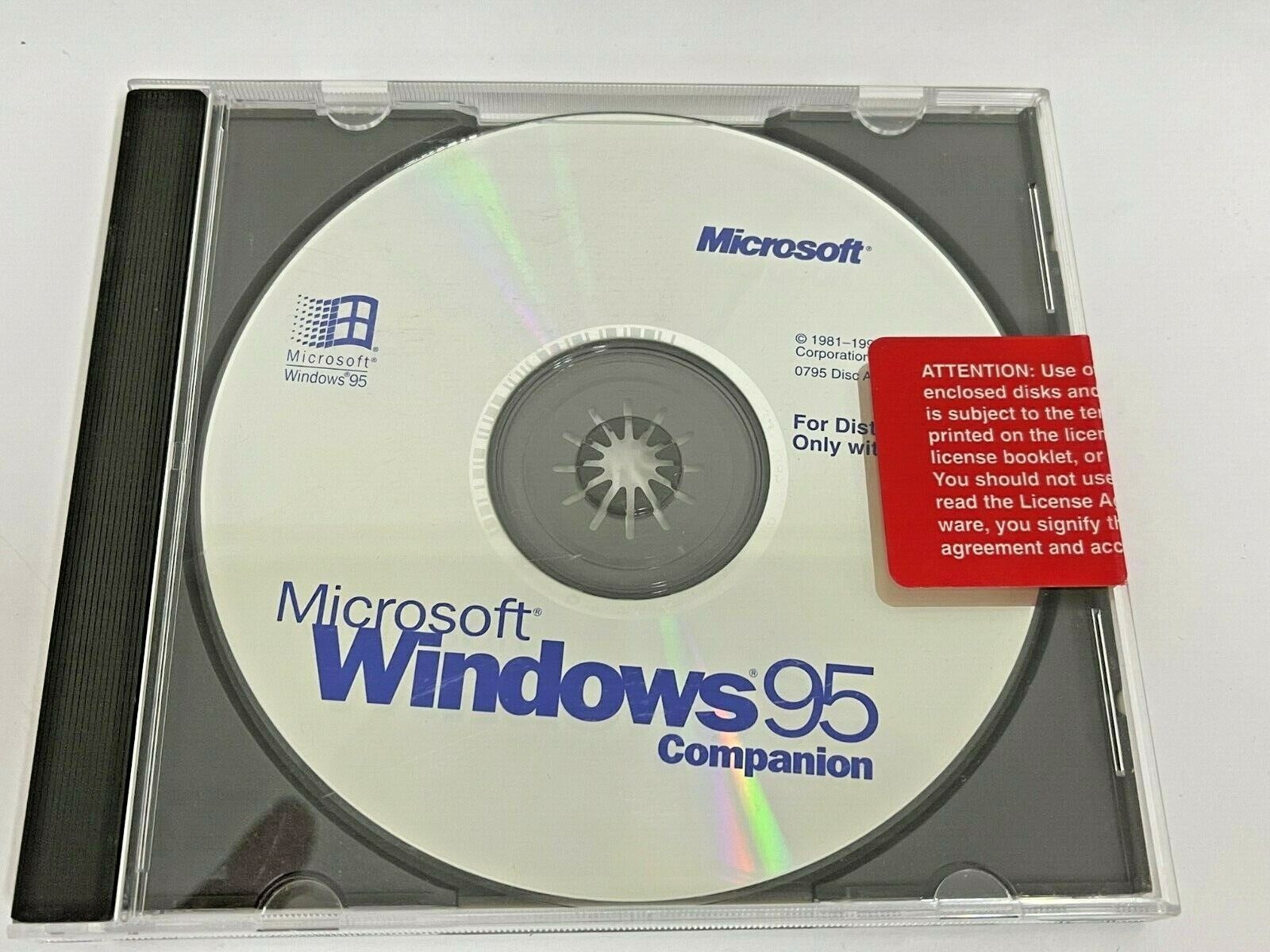 VINTAGE MICROSOFT WINDOWS 95 COMPANION CD ONLY IN ORIGINAL CASE NO KEY RM4
