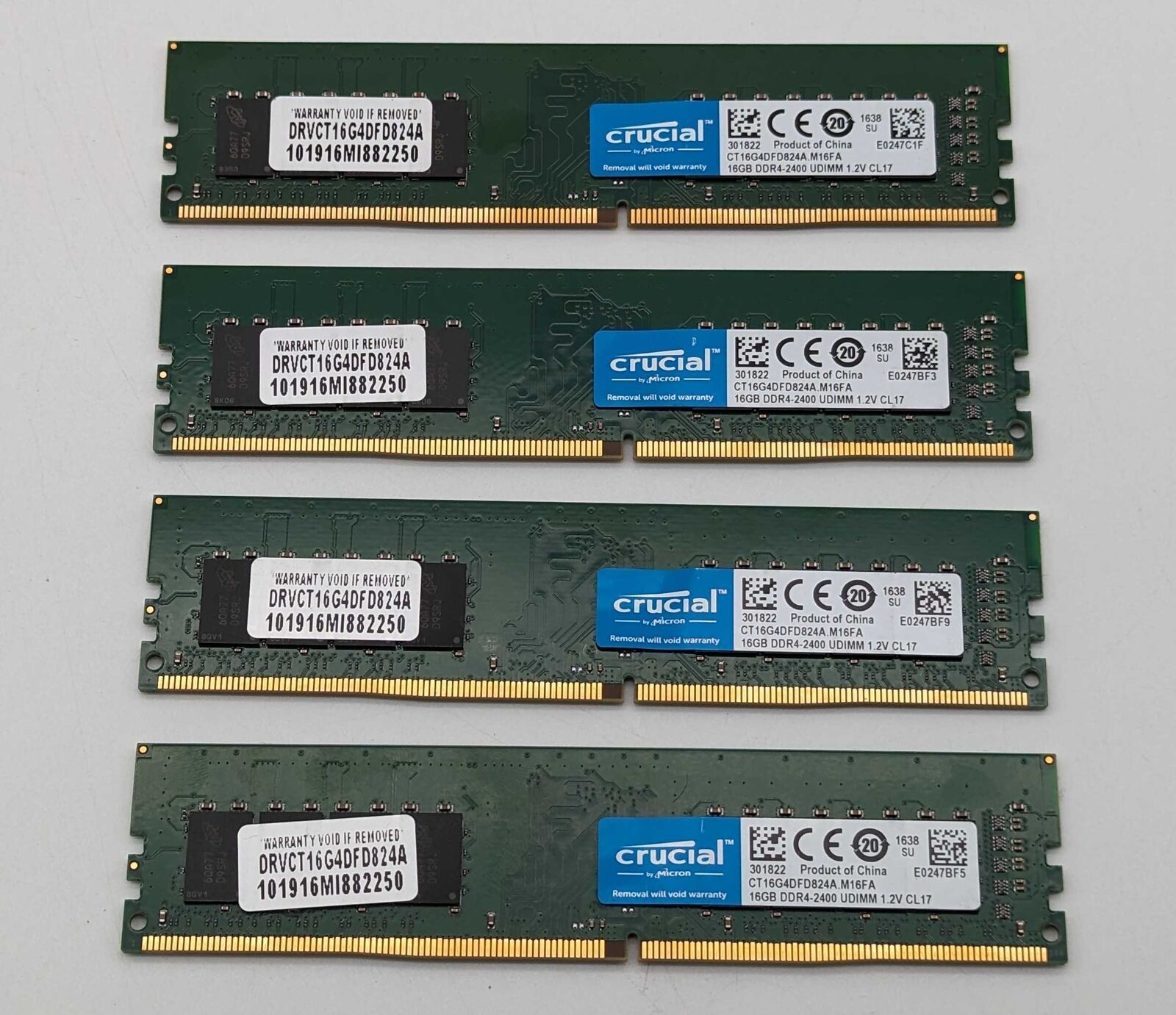 Crucial 64GB (4 x 16GB) DDR4 2400MHz UDIMM 1.2V CL17 (CT16G4DFD824A.M16FA)