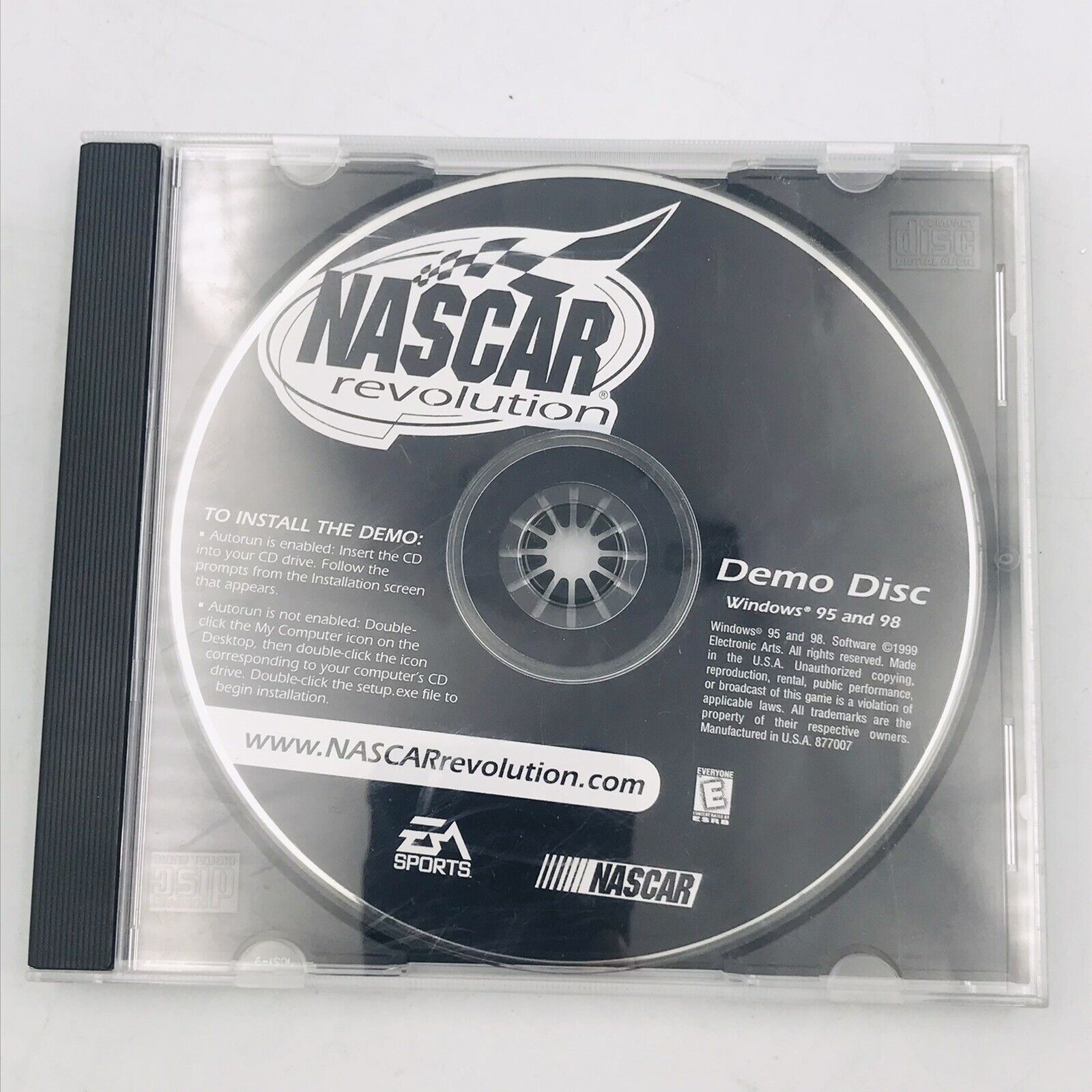 Vintage 1999 Nascar Revolution Demo Disc EA Sports Windows 95 & 98 