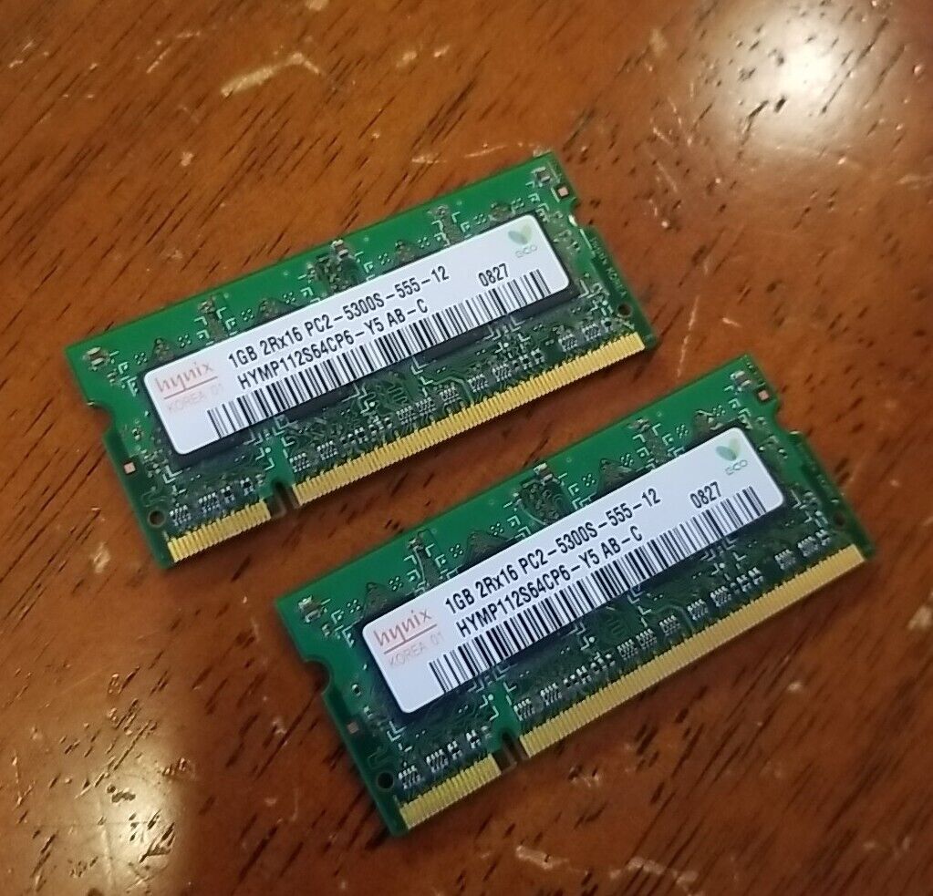 2x1GB Hynix PC2-5300 (DDR2-667) 1 GB SO-DIMM 667 MHz PC2-5300 DDR2 SDRAM Memory