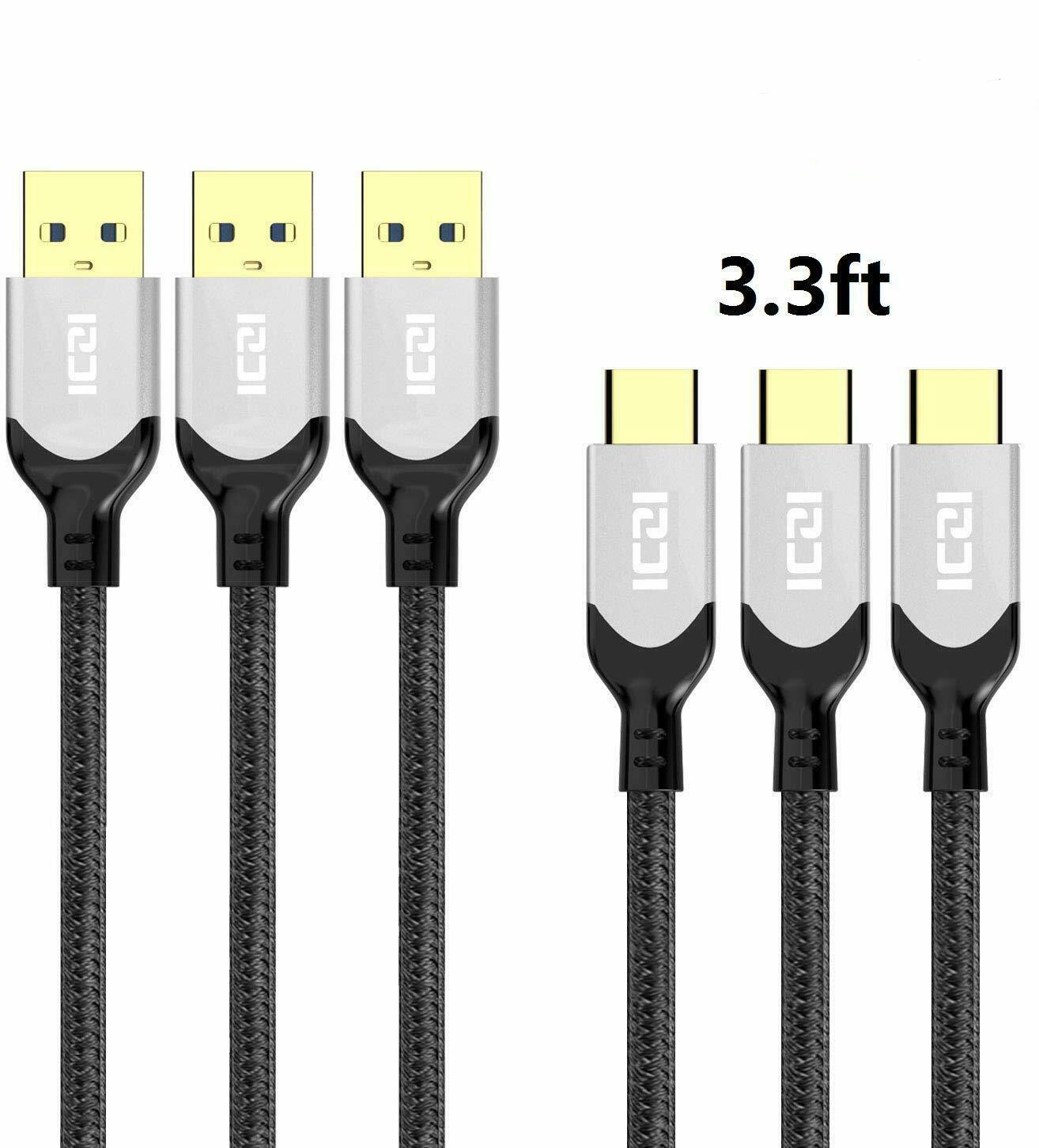 🥇2 Pack 6 Cables USB Type C Cable 3.3 FT USB C to USB 3.0 Cable Fast Charge🥇