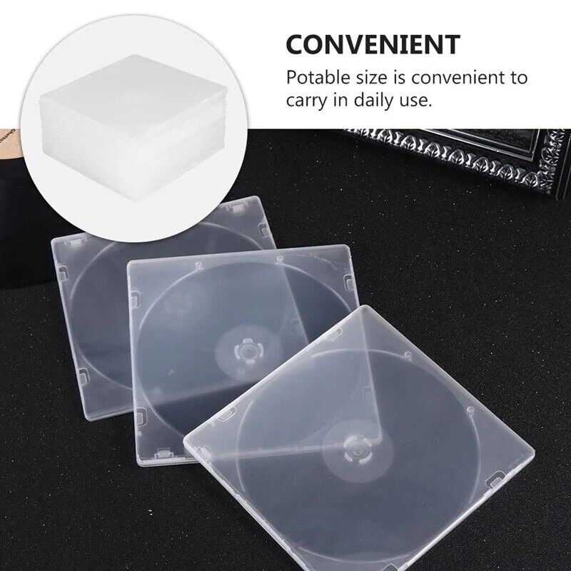 10/50/100/400 Pack Slim Clear CD Jewel Cases Single DVD Disc Storage Clear Tray