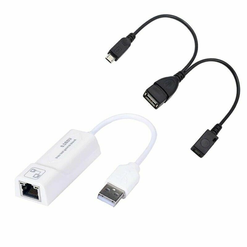 Ethernet Adapter & USB OTG y cable splitter for Amazon Fire Stick - Brand New 