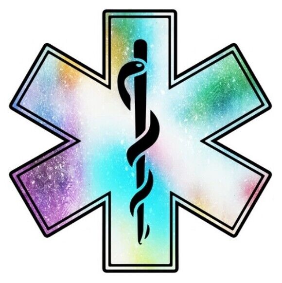 EMS Star of Life Multi Colored Glitter Sticker Decal (Select your Size)