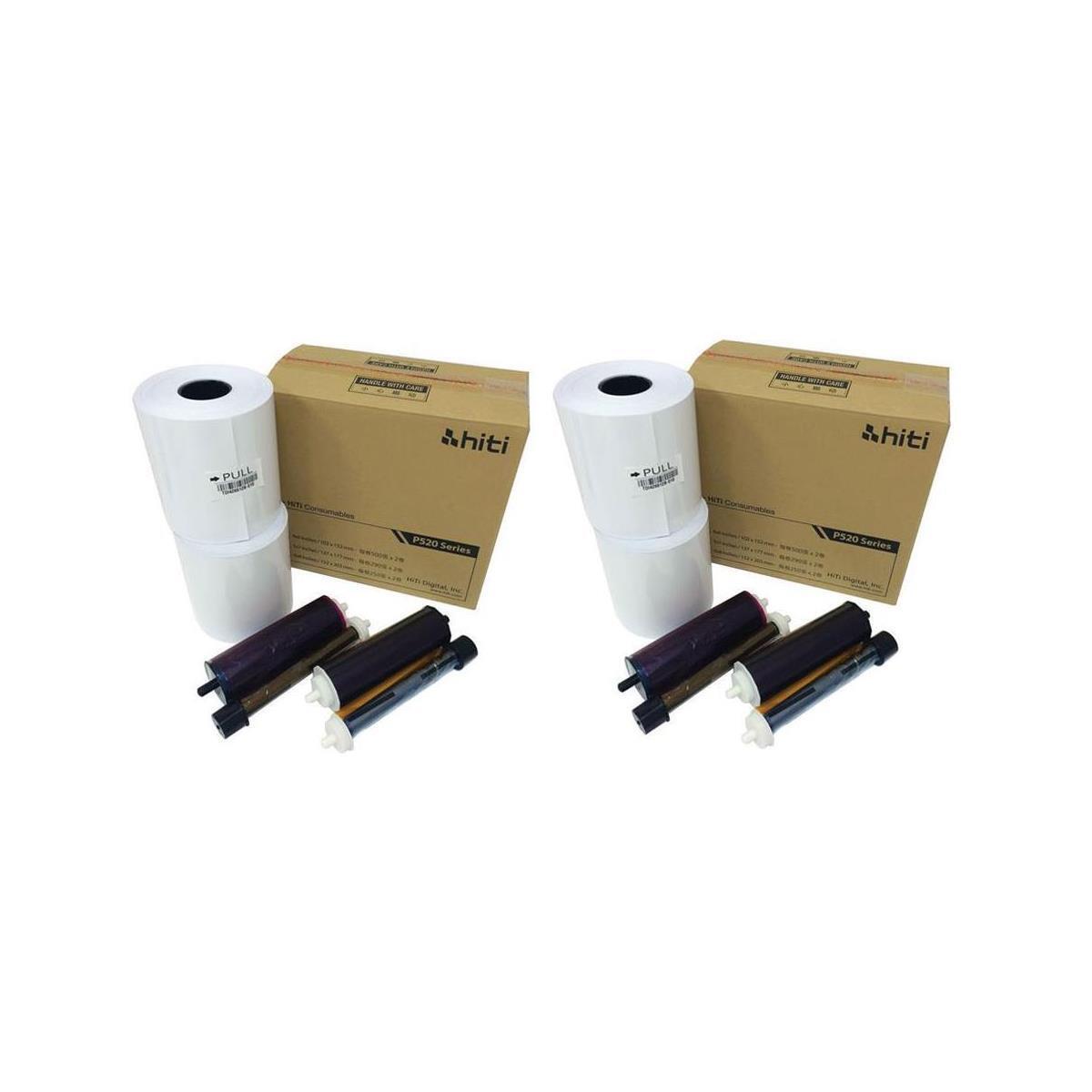 HiTi 4x6 Media for Photo Printer P520  P520L - 2 Pack (4 Rolls  4 Ribbons)