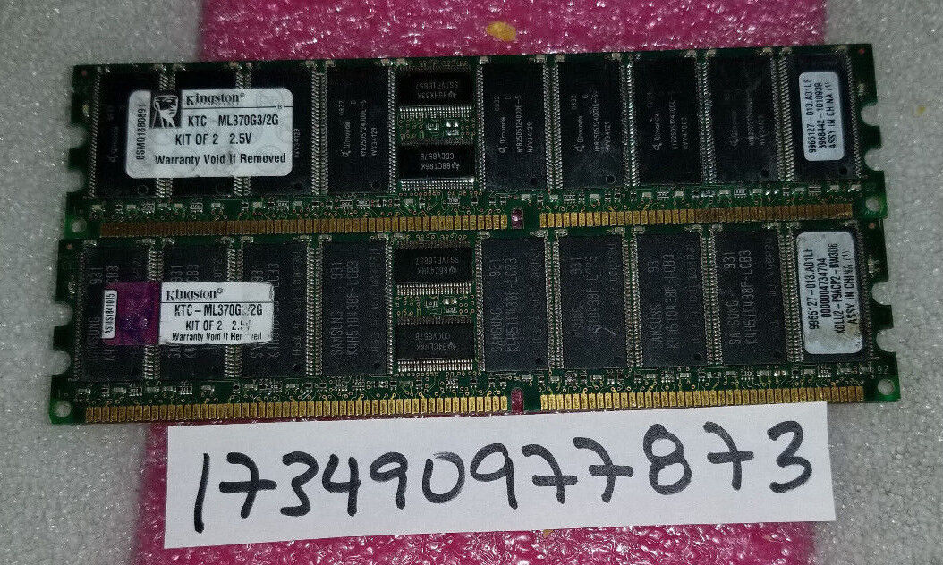 SERVER RAM 2GB Kit  2 X 1GB PC2100 DDR-266MHz ECC Registered CL2.5 184-Pin DIMM 