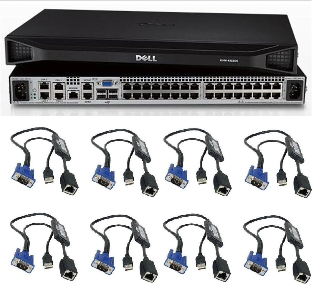 DELL PowerEdge 4322DS 32 port 4 IP KVM Switch + 8 x 0UF366 USB Modules Dual AC