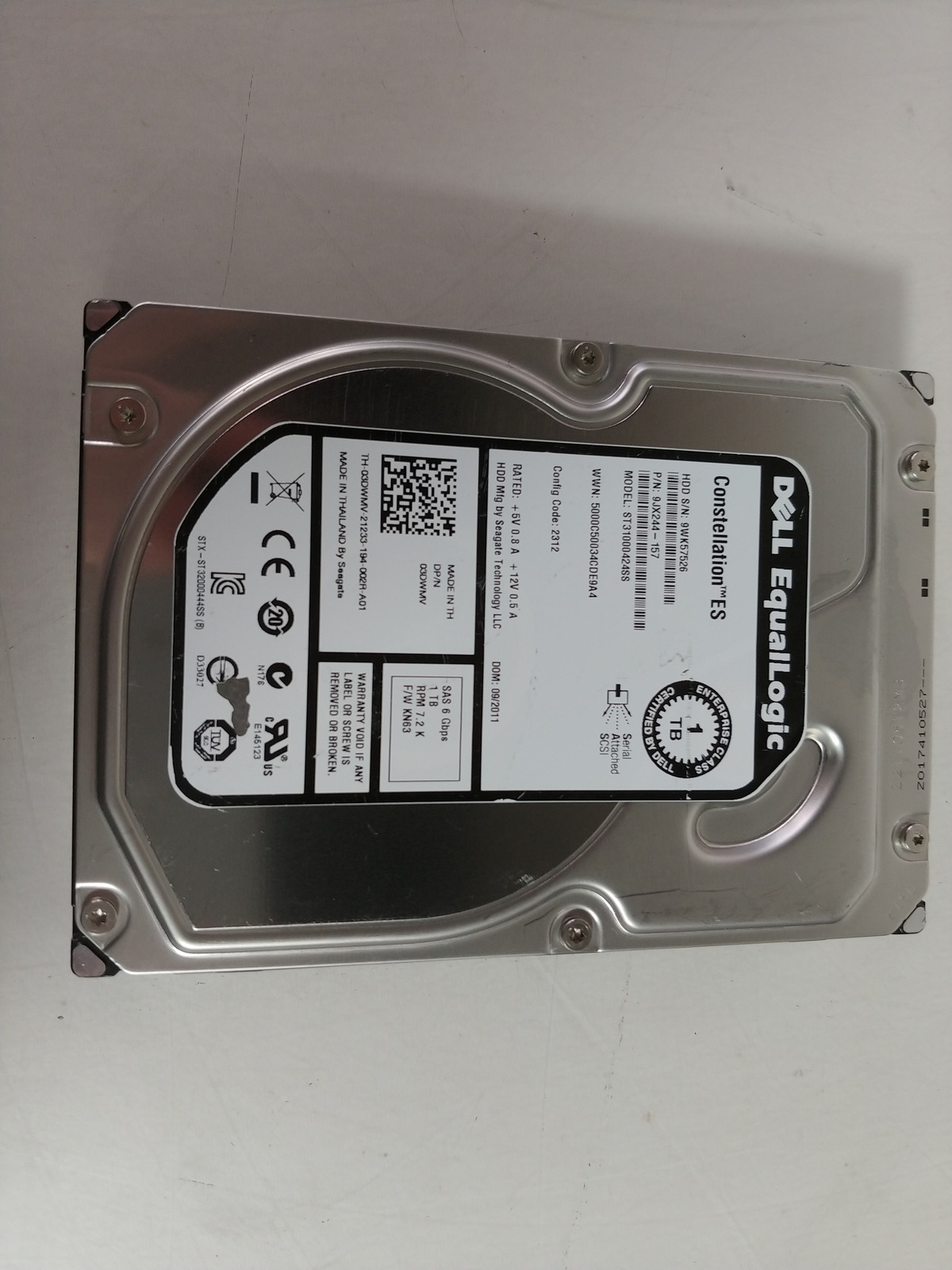 Lot of 2 Seagate Dell EqualLogic ST31000424SS 1 TB 7.2K SAS 2 3.5 in Hard Drive