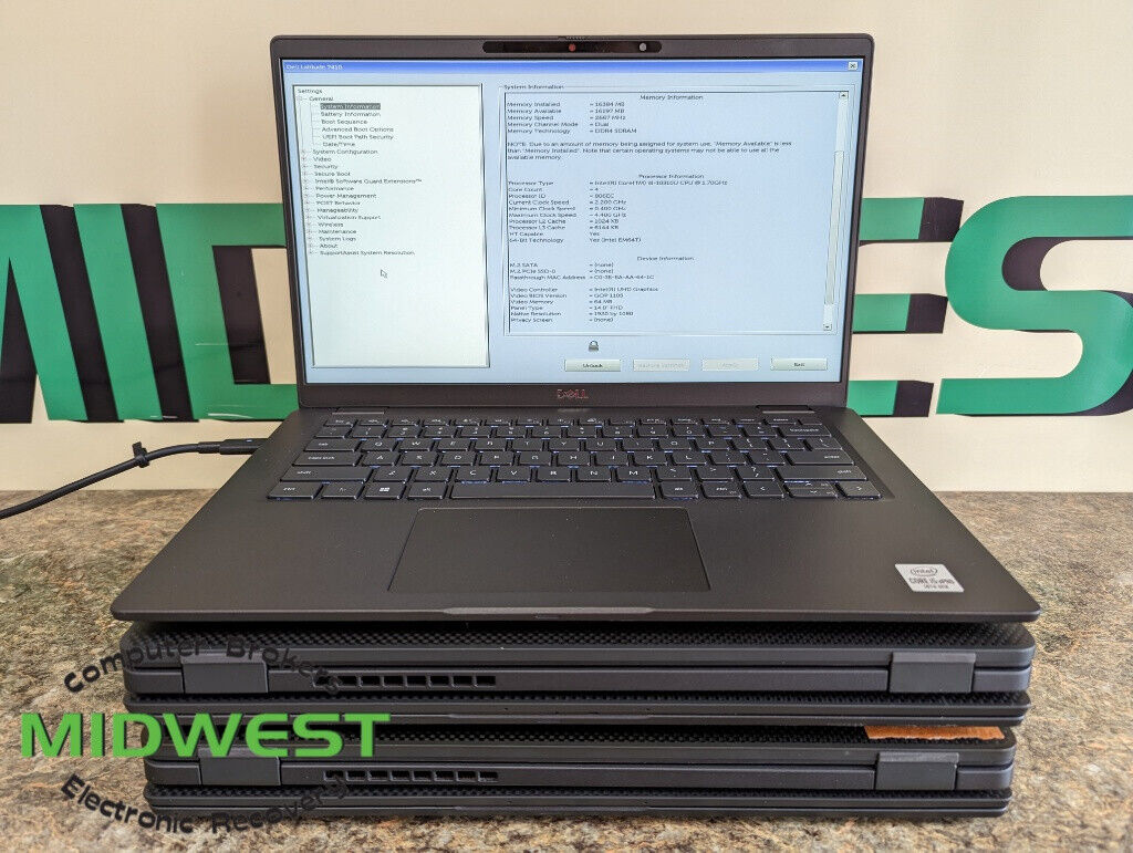 (Lot of 5) Dell Latitude 7410 i5-10310U 1.7GHz 16GB RAM (No Batteries-For Parts)