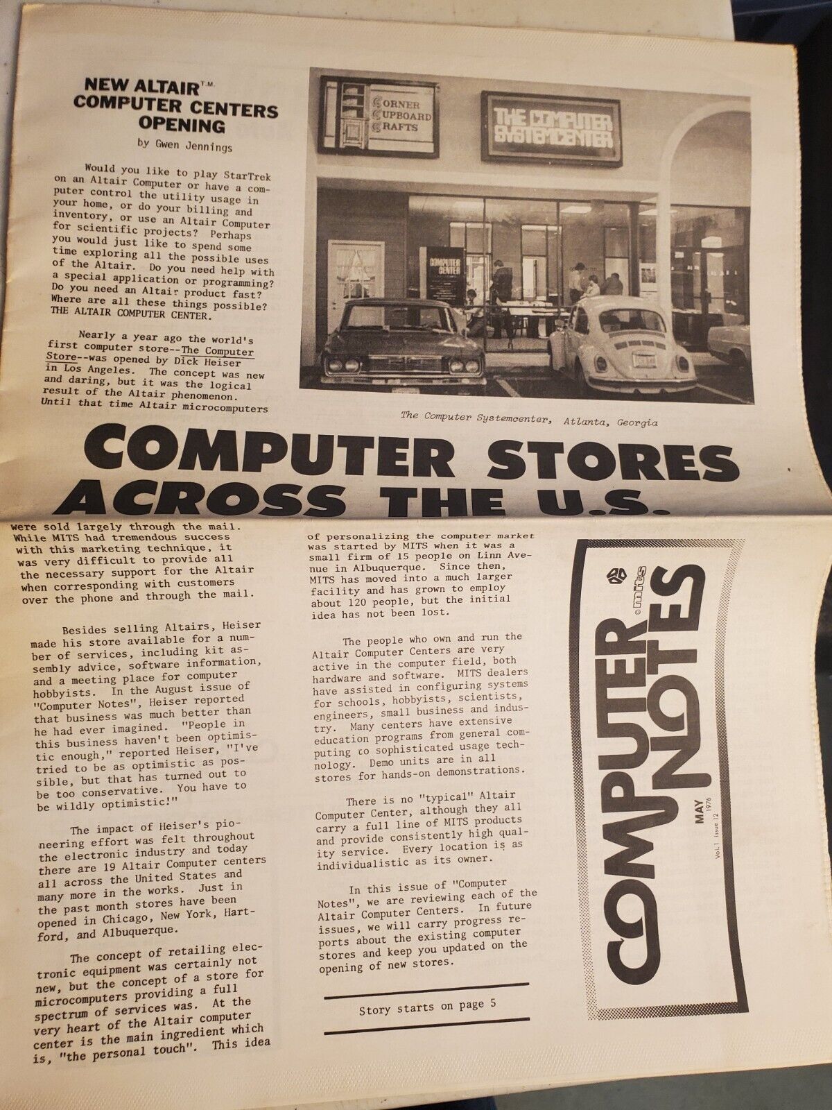 MITS Altair Computer Notes Magazine May. 1976 Volume 1 Issue 12 ORIGINAL VTG