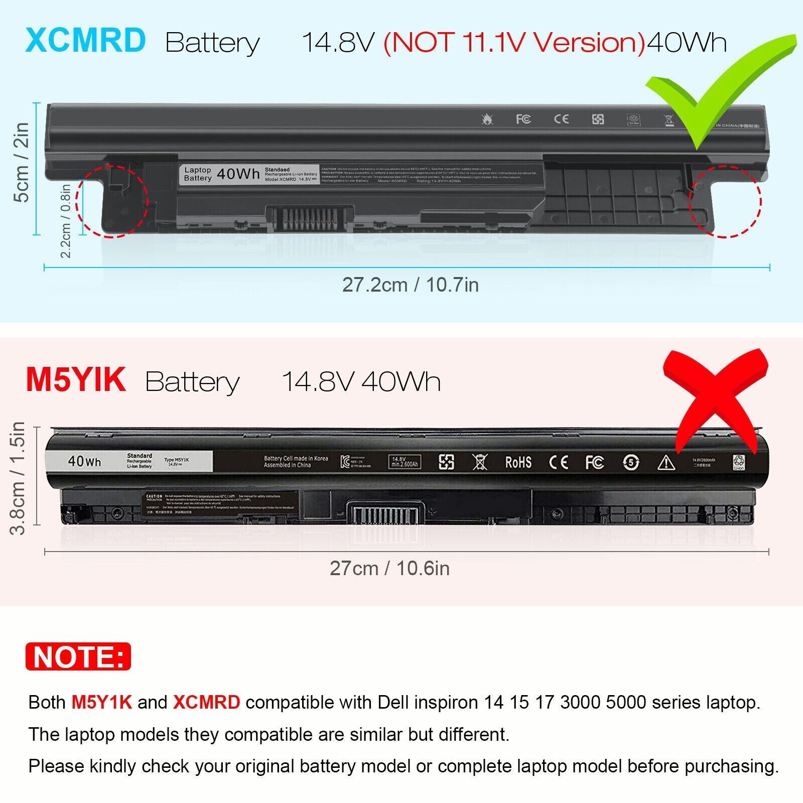 MR90Y XCMRD Battery For Dell Inspiron 17R 5737 5721 17 5748 3721 15R 5537 5521