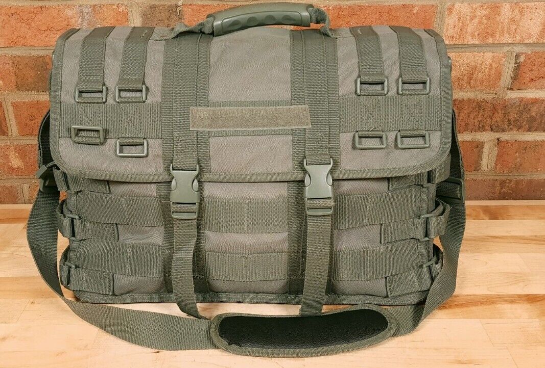 Code Alpha Tactical Gear Computer Messenger Bag Green Molle Nylon