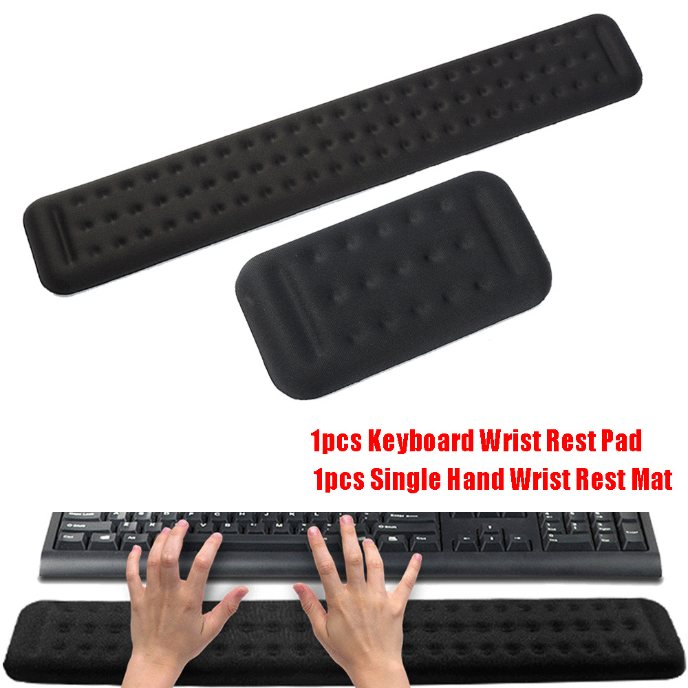 2pcs Black Keyboard & Mouse Wrist Rest Pad Hand Support Cushion Mat Memory Foam