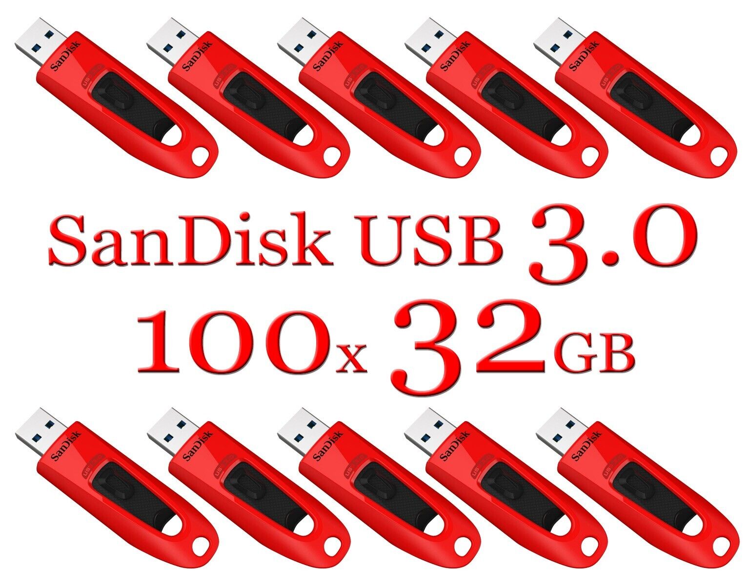 LOT 100x SanDisk 32GB ULTRA USB 3.0 flash drive -SDCZ48-032G 32 GB read 100 MB/s