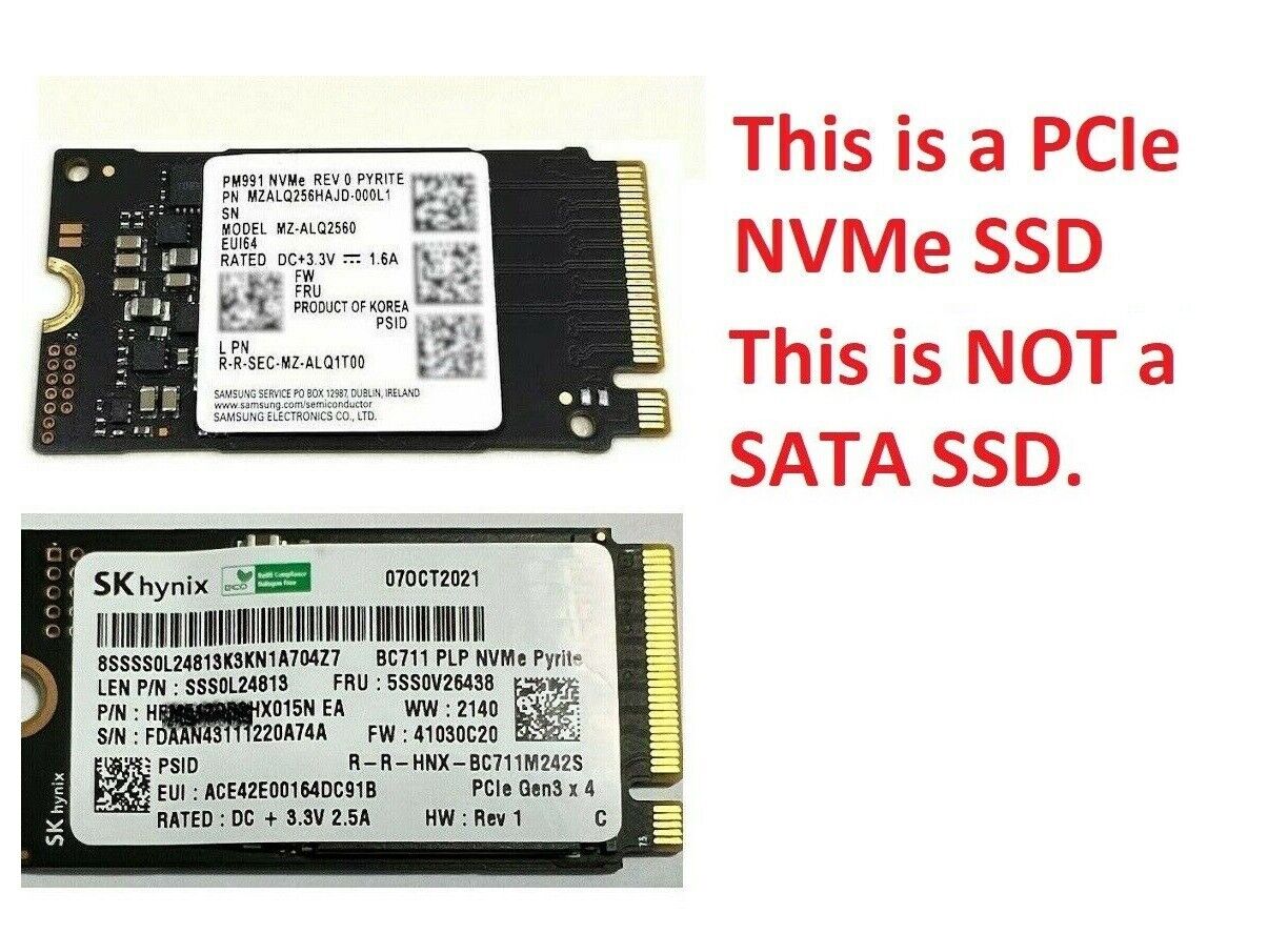 New Branded Western Digital/Samsung/SK Hynix 256Gb PCIe NVMe SSD M.2 2242 Drive
