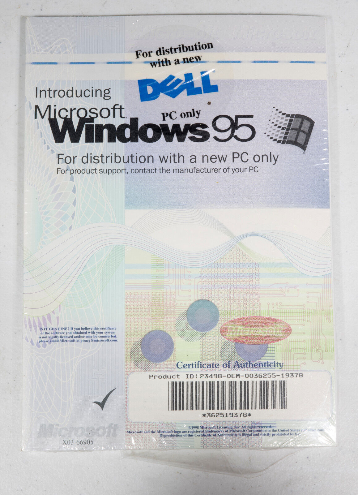 Vintage NEW SEALED MS Windows 95 Operating system, COA, floppy & CD  19378
