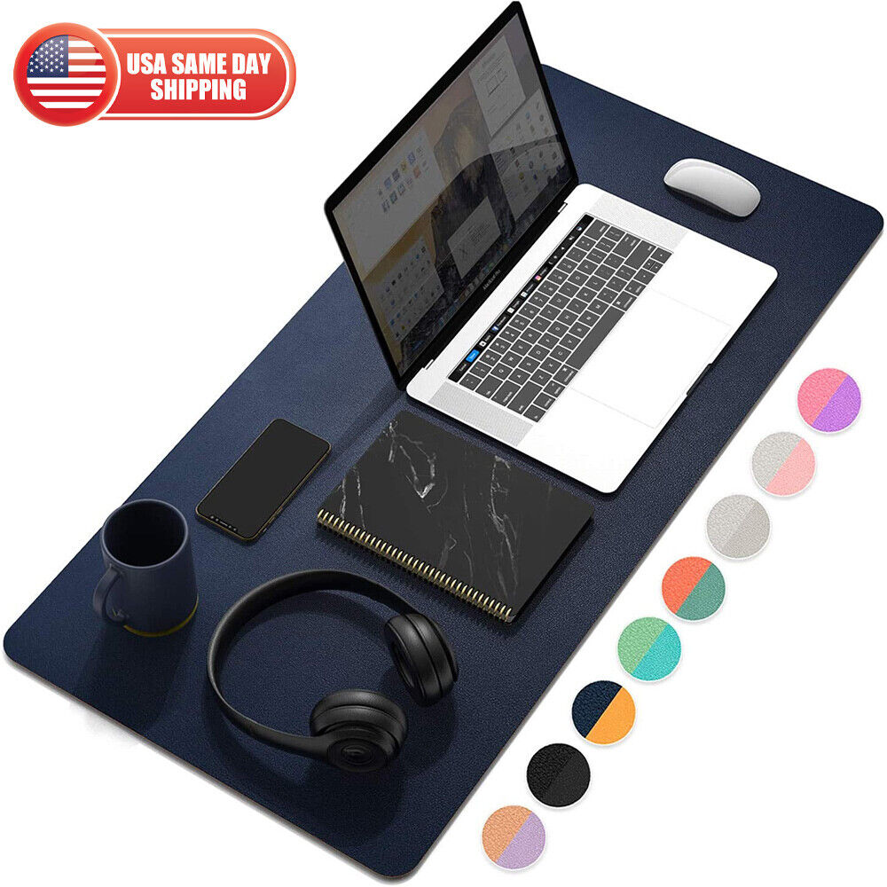 Large Leather Dual Sided Desk Pad Non-Slip Mouse Pad Office Home Writing Mat