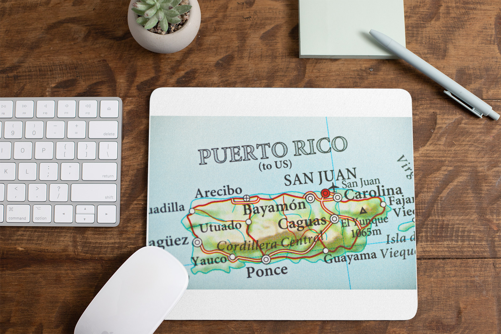 Puerto Rico Map Mouse Pad for Computer Office Gaming Desk Non-Slip