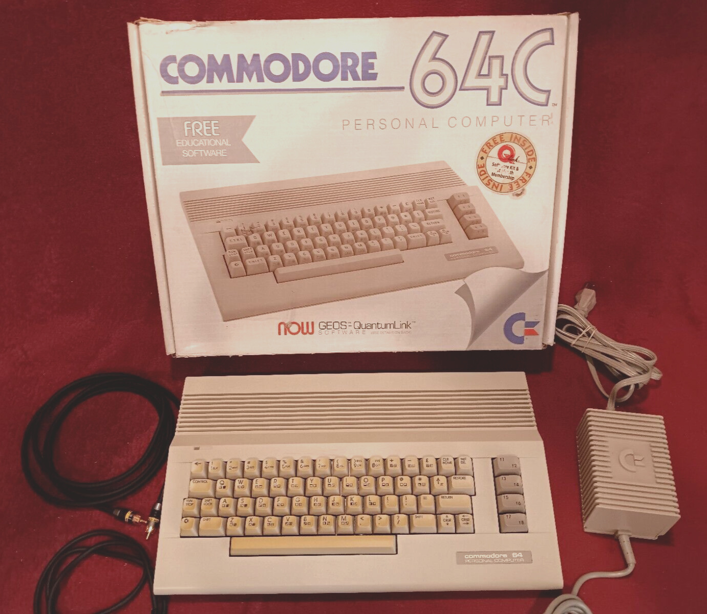 Vintage Commodore 64C Personal Computer w/Box Power Supply Working Please Read