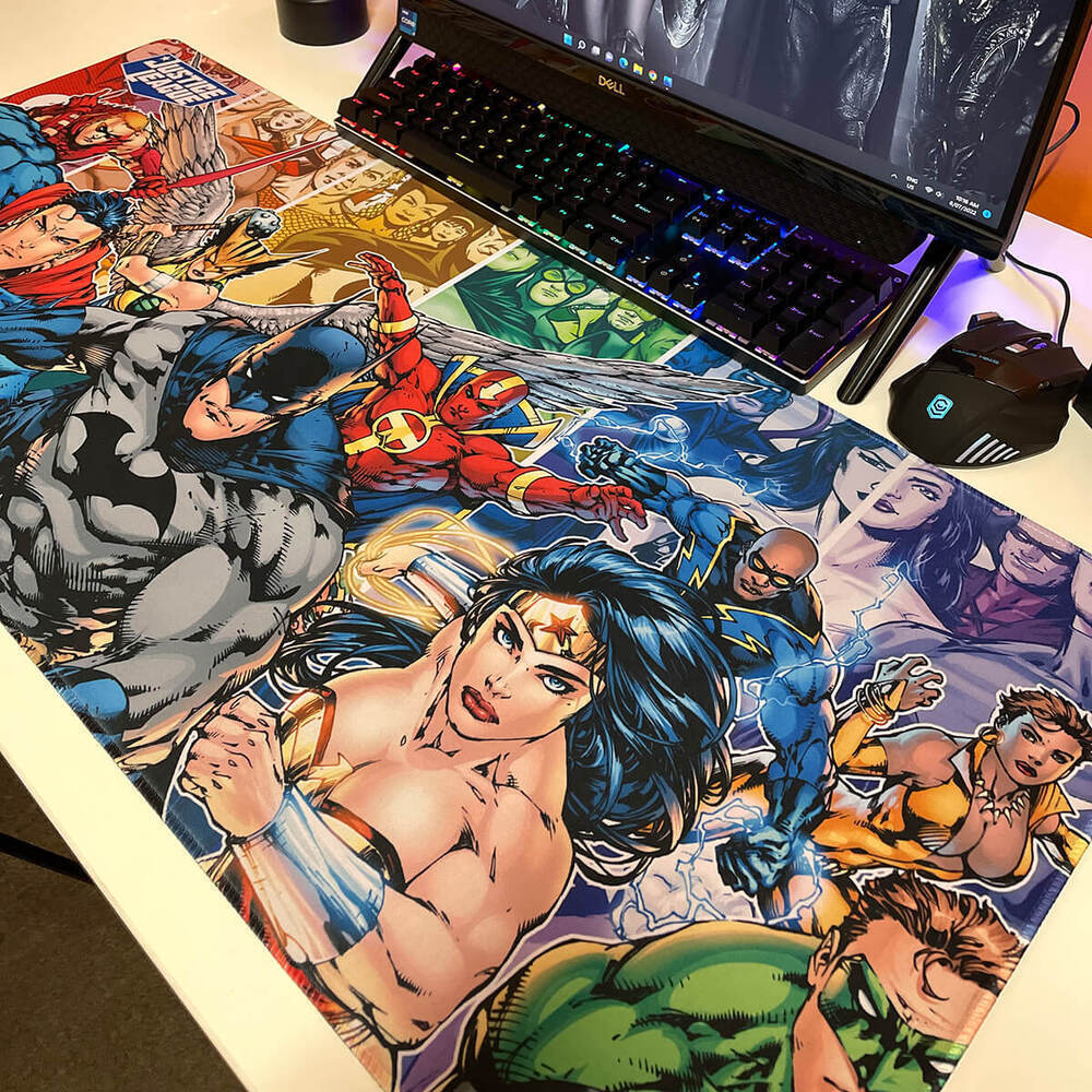 DC Comics Justice League XXL Desk Mat - Free 'N' Fast Oz wide