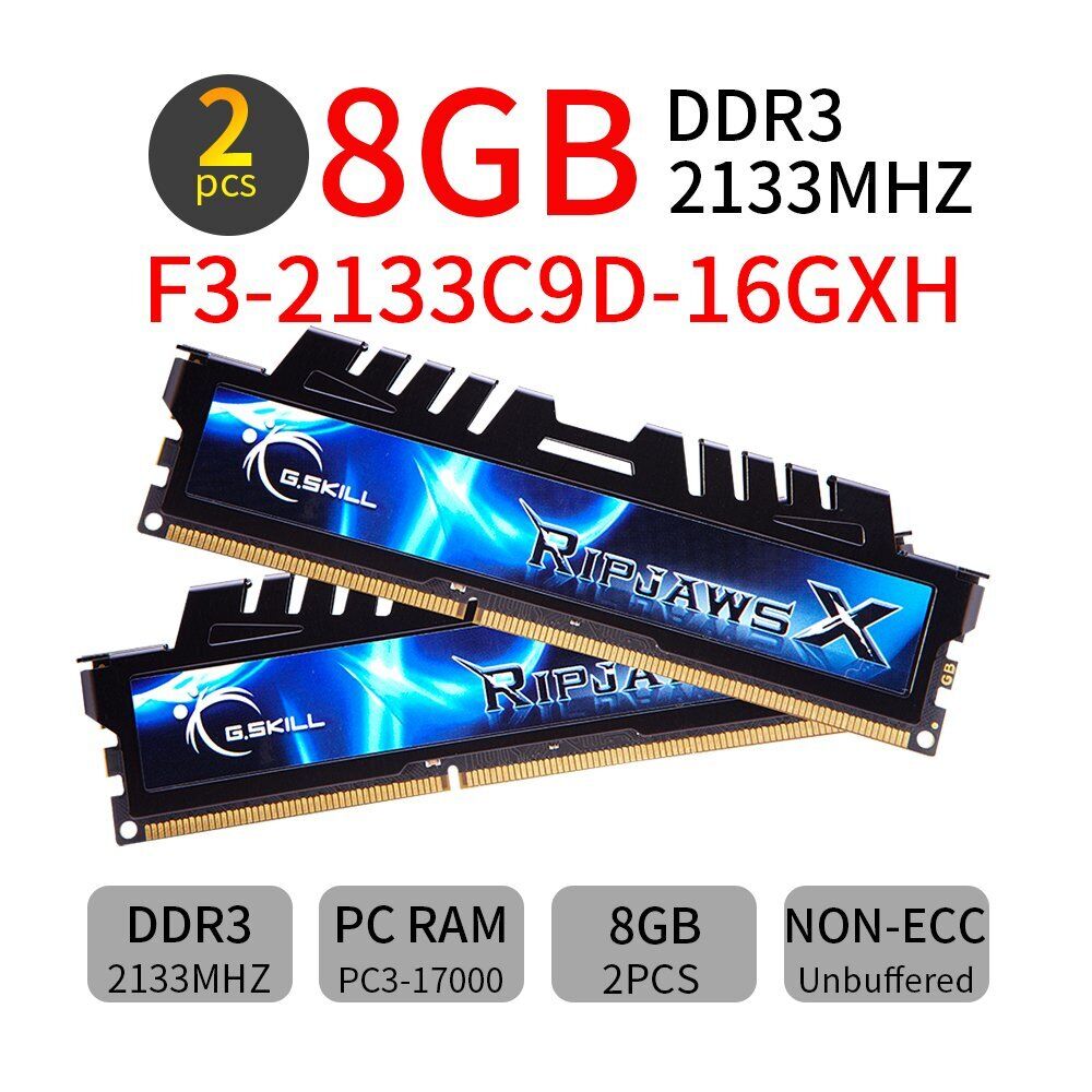 G.Skill Ripjaws 16GB 2x8GB DDR3 OC 2133MHz F3-2133C9D-16GXH Memory DE